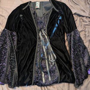 Crushed velvet purple Burn Out Lip Service Dress